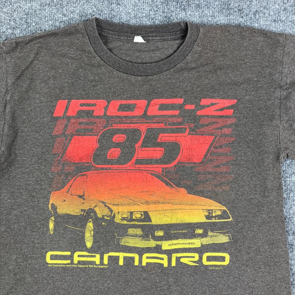 Camaro T-Shirt Mens Size L Brown 85 IROC-Z Graphic Muscle Car Retro Racing Tee